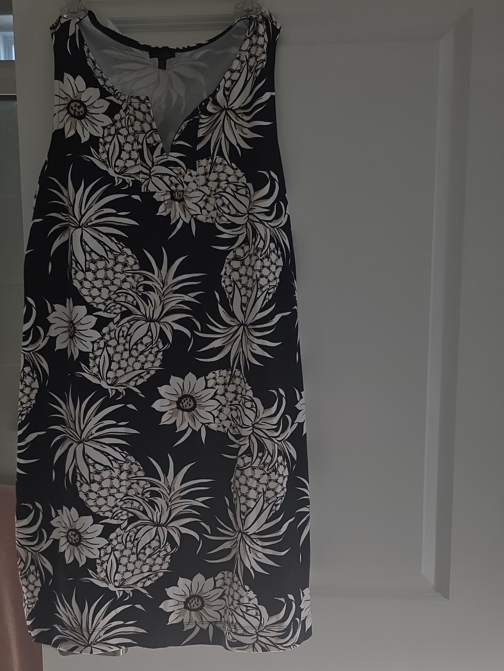 Talbots Black and White Floral Pineapple Dress